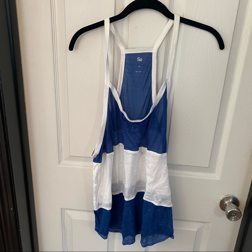 Flowy Blue and White Stripped Tank